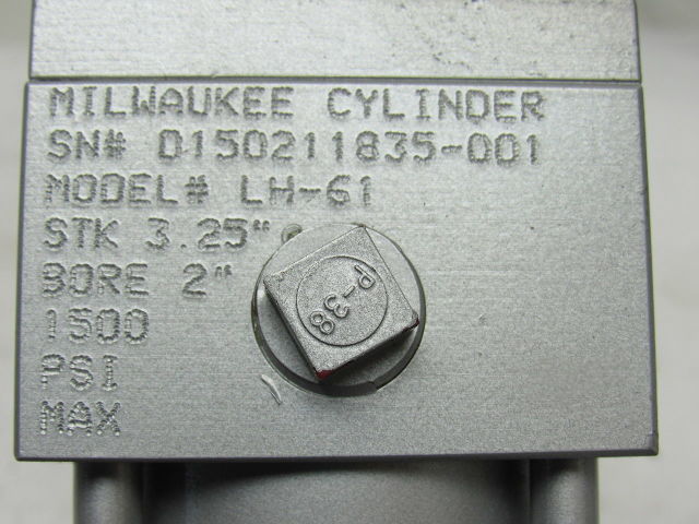 Milwaukee LH-61 3-1/4" Bore 2" Stroke 3/8" Rod Clevis 1500PSI Cylinder