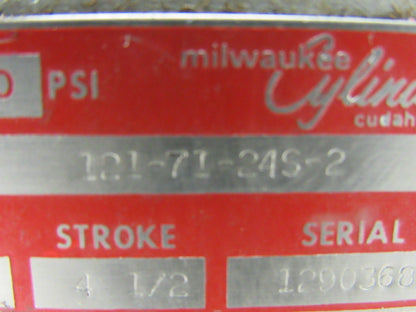 Milwaukee 121-71-24S-2 Pneumatic Air Cylinder 2-1/2" Bore X 7-1/2" Stroke