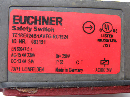Euchner TZ1RE024BHAVFG-RC1924 Mechanical Release Safety Switch W/Actuator