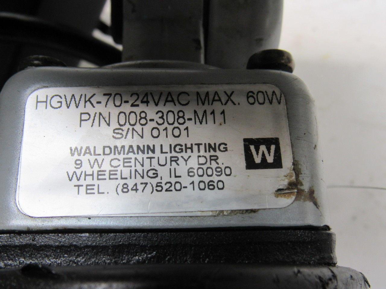Waldmann HGWK-70-24VAC Waterproof Halogen Machine Light 24V W/26' Cord W/Reel