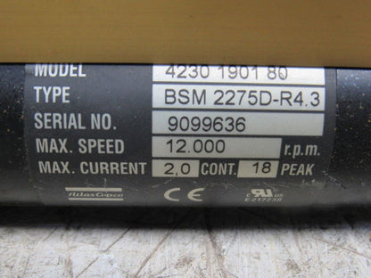 Atlas Copco QMX42-5RT BSM2275D-R4.3 560 RPM 1/2" Drive Straight Nut Runner