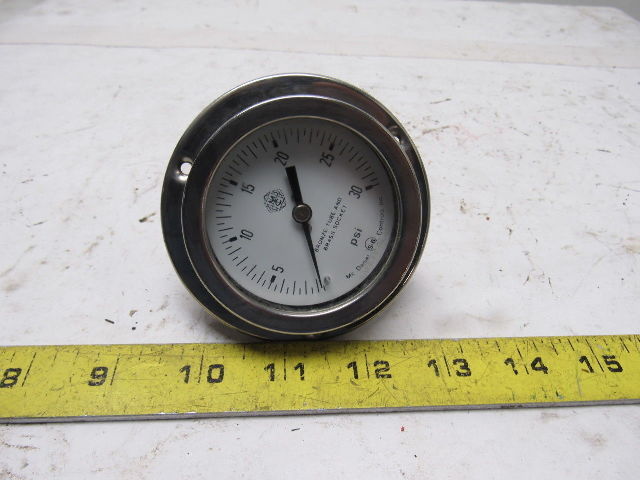 Mc Daniel Control 0-30 PSI Pneumatic Pressure Gauge Back Port Panel Mount 3-1/2"