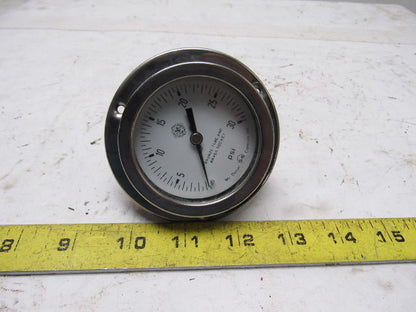 Mc Daniel Control 0-30 PSI Pneumatic Pressure Gauge Back Port Panel Mount 3-1/2"