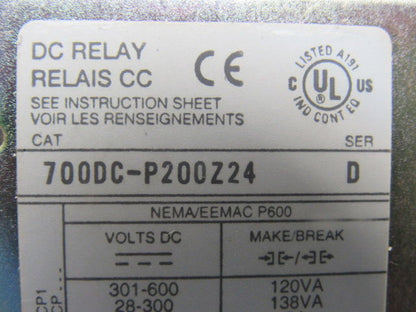 A-B Allen Bradley 700DC-P200DZ24 Ser. D General Purpose Relay