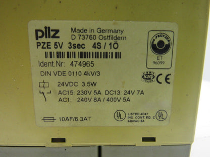 Pilz 474965 Delayed Expander Module Safety Relay 24VDC