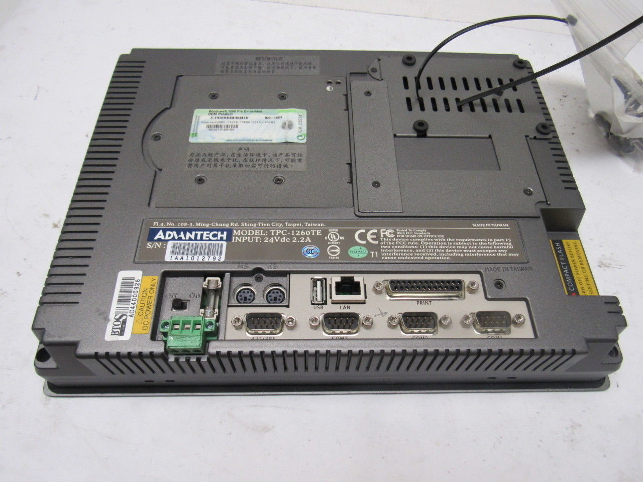 Advantech TPC-1260TE Cognex Scanner Camera 24VDC 12" Touch Screen Panel