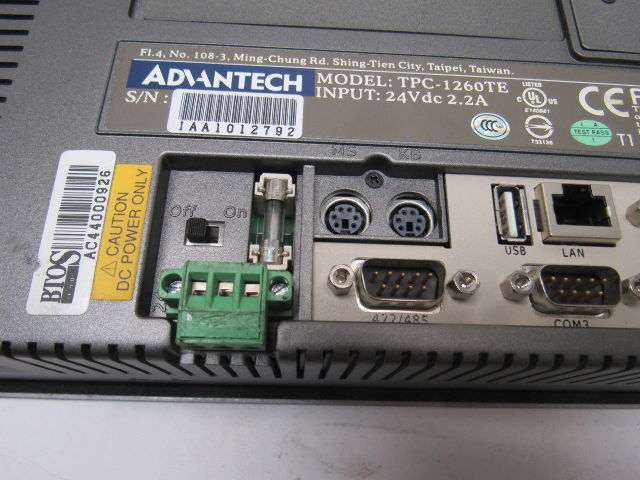 Advantech TPC-1260TE Cognex Scanner Camera 24VDC 12" Touch Screen Panel