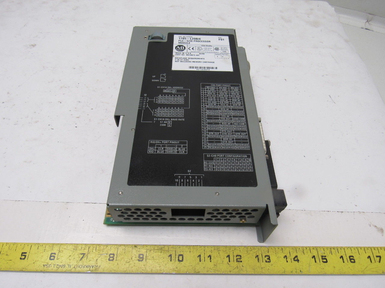 Allen Bradley 96246675 A01 1785-L20B/E Rev F01 Processer Module PLC 5/20