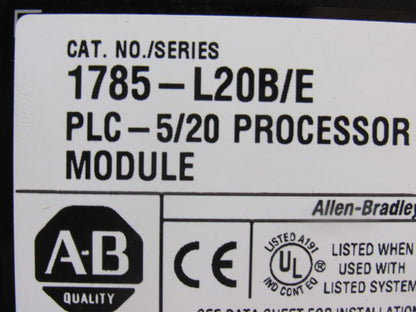 Allen Bradley 96246675 A01 1785-L20B/E Rev F01 Processer Module PLC 5/20
