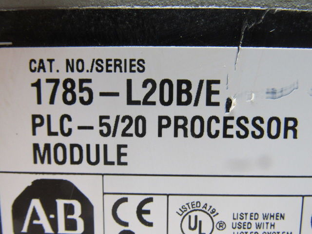Allen Bradley 1785-L20B/E M01 Ser E F/W E.2 PLC 5/20 Processor Module