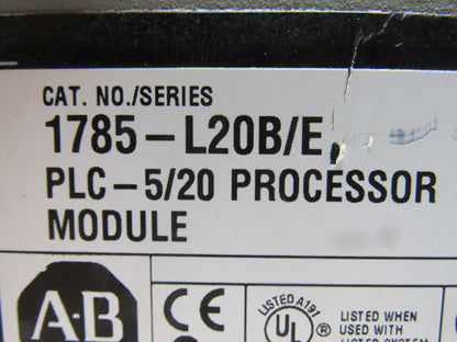 Allen Bradley 1785-L20B/E M01 Ser E F/W E.2 PLC 5/20 Processor Module