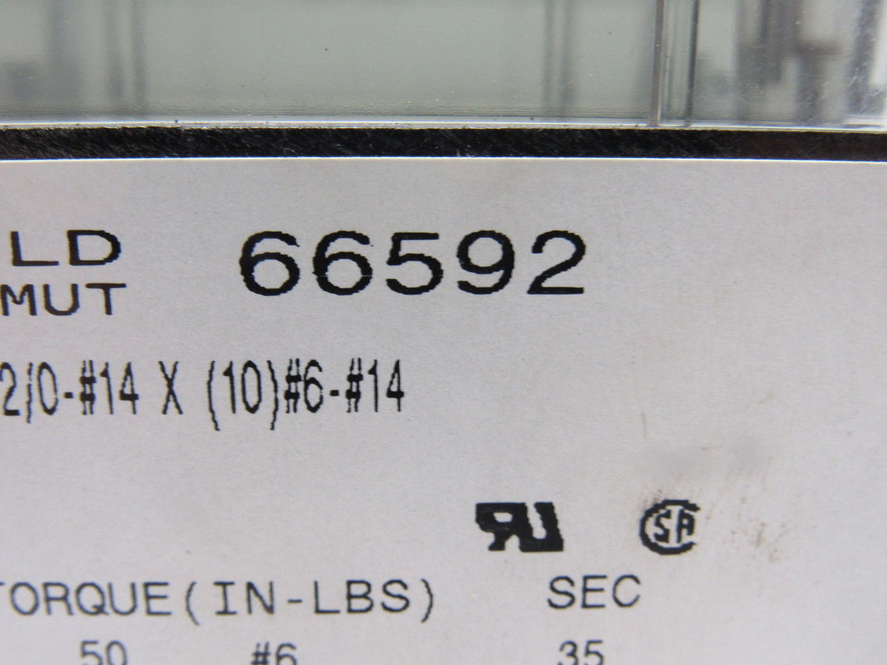 Gould Shawmut 66592 600V 2 Pole 2/0-#14 Line To 10 #6-#14 Wire Terminal Block