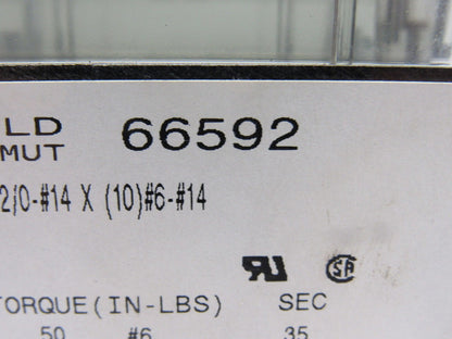 Gould Shawmut 66592 600V 2 Pole 2/0-#14 Line To 10 #6-#14 Wire Terminal Block