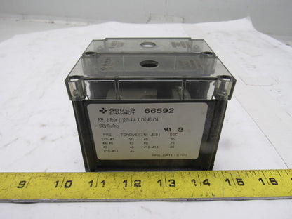 Gould Shawmut 66592 600V 2 Pole 2/0-#14 Line To 10 #6-#14 Wire Terminal Block
