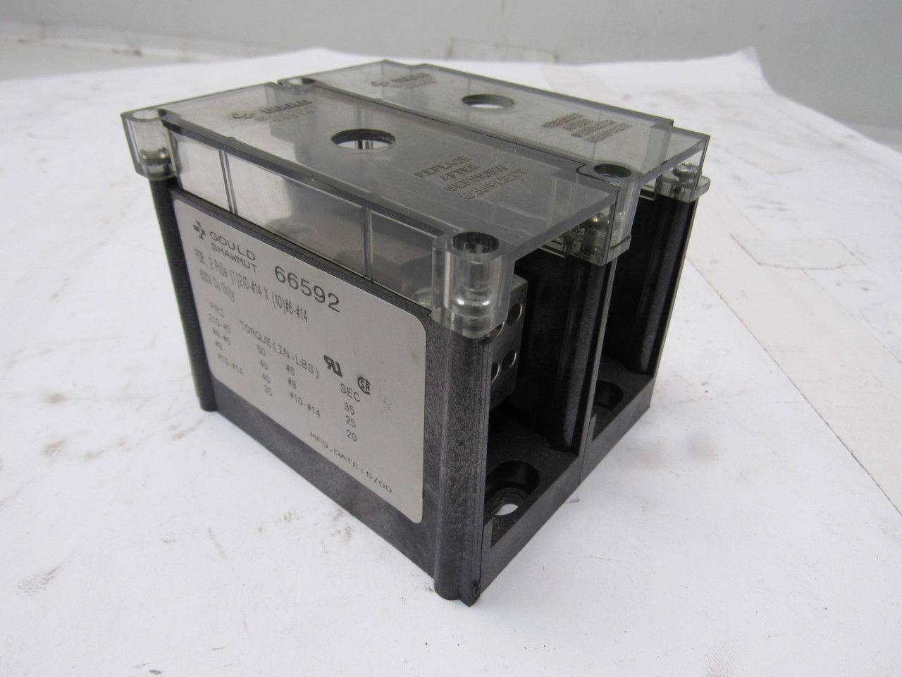 Gould Shawmut 66592 600V 2 Pole 2/0-#14 Line To 10 #6-#14 Wire Terminal Block
