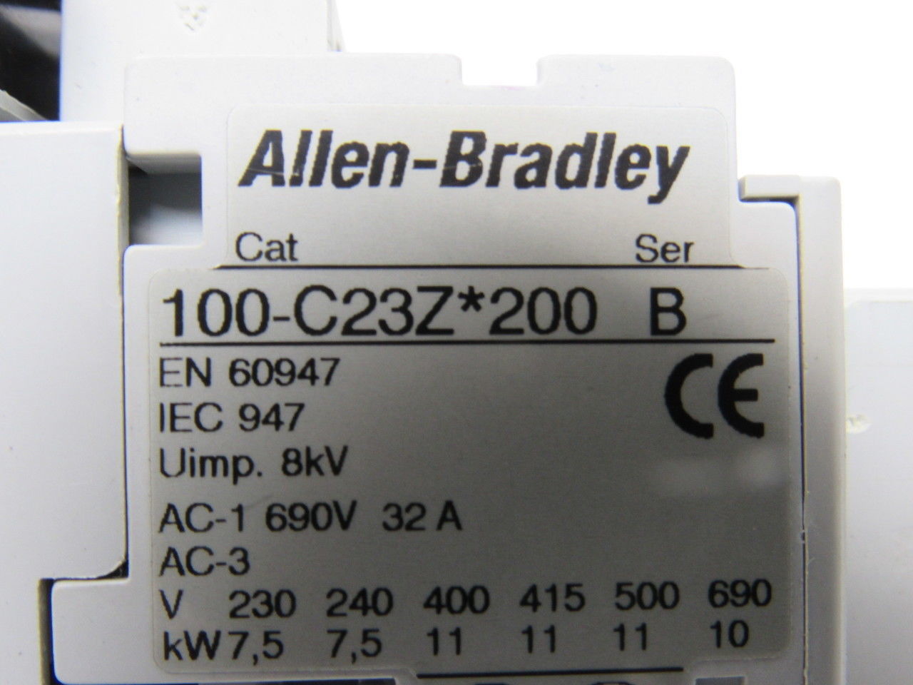 Allen Bradley 100-C23Z*200  100-C23ZJ200 Ser B 600V 30A IEC Contactor 24VDC Coil