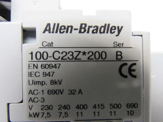 Allen Bradley 100-C23Z*200  100-C23ZJ200 Ser B 600V 30A IEC Contactor 24VDC Coil