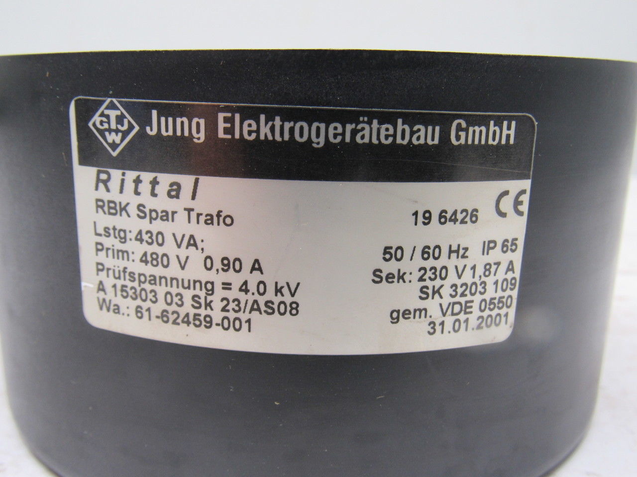 Rittal RBK Spar Trafo 19 6426 480V Pri 230V Sec 50/60Hz Transformer AC/Unit
