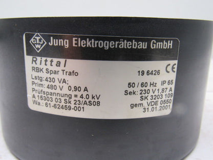 Rittal RBK Spar Trafo 19 6426 480V Pri 230V Sec 50/60Hz Transformer AC/Unit