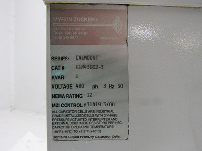 Myron Zucker KIM43002-3 Calmount 2-KVAR Capacitor 480V