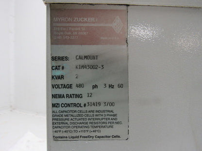Myron Zucker KIM43002-3 Calmount 2-KVAR Capacitor 480V