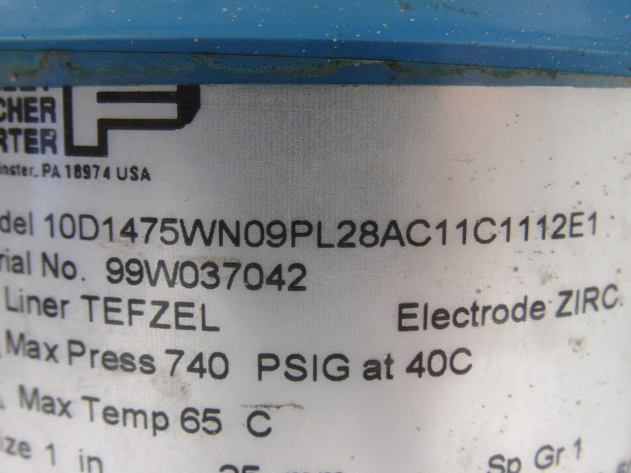 Fischer Porter 10D1475WN09PL28AC11C1112E1 Magnetic Liquid Flow Meter 1"