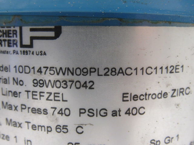 Fischer Porter 10D1475WN09PL28AC11C1112E1 Magnetic Liquid Flow Meter 1"