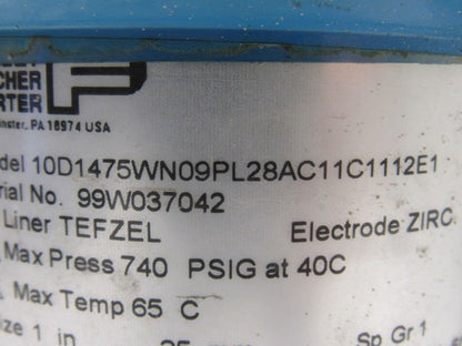 Fischer Porter 10D1475WN09PL28AC11C1112E1 Magnetic Liquid Flow Meter 1"