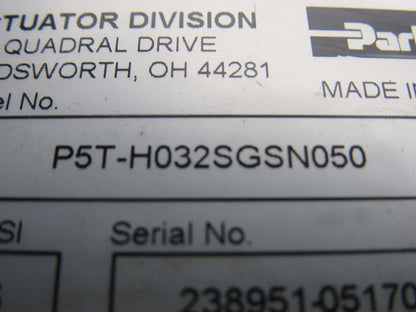 Parker P5T-H032SGSN050 Compact Guided Pneumatic Cylinder 32mm Bore 050mm Stroke