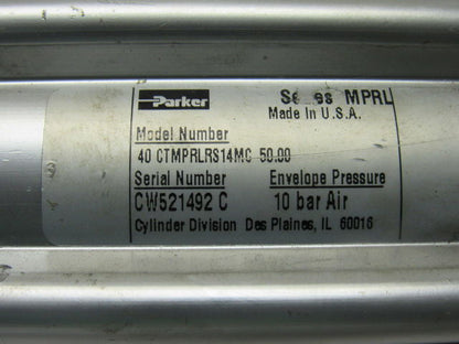 Parker 40 CTMPRLRS14MC-50.00 Rod Lock Pneumatic Cylinder 40mm Bore 50mm Stroke