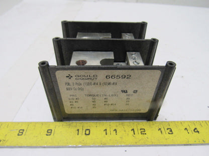 Gould Shawmut 66592  600V 2 Pole 2/0-#14 Line To 10 #6-#14 Wire Terminal Block