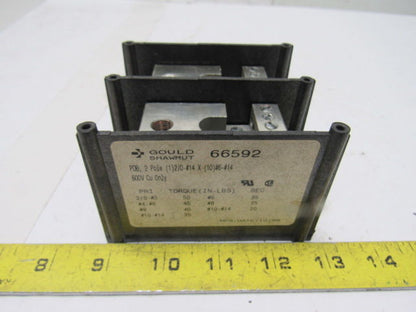 Gould Shawmut 66592  600V 2 Pole 2/0-#14 Line To 10 #6-#14 Wire Terminal Block