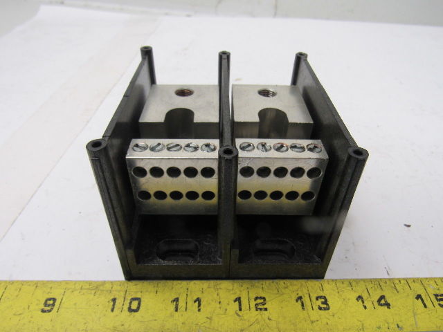 Gould Shawmut 66592  600V 2 Pole 2/0-#14 Line To 10 #6-#14 Wire Terminal Block