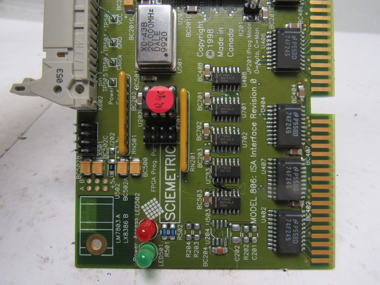 Sciemetric Model 806 Revision 0 ISA Interface Card