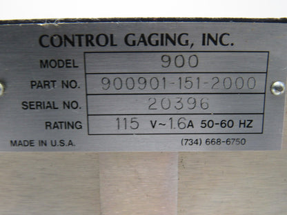 Control Gaging Inc 900901-151-2000 Model 900 Gaging Monitor Control 110V