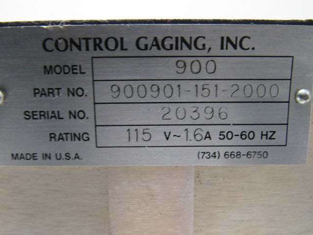 Control Gaging Inc 900901-151-2000 Model 900 Gaging Monitor Control 110V