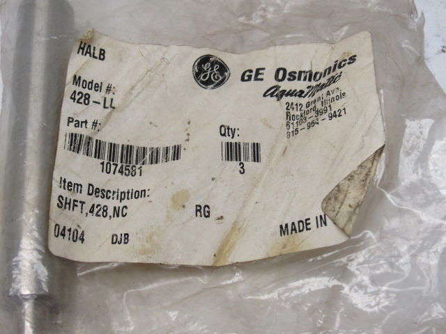 GE Aquamatic Osmonics 428-LL Replace Valve Shaft 428NC Stainless Steel Lot Of 2