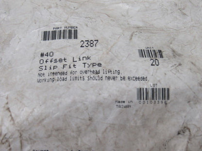 Bowman Barnes 2387 #40 Offset Link Single Strand Roller Chain Lot Of 20
