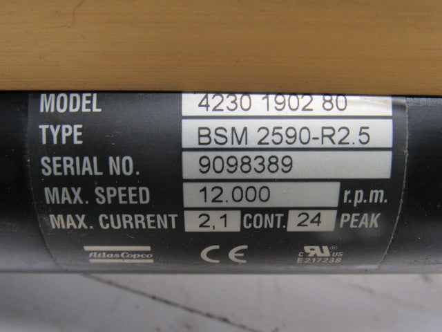 Atlas Copco 4230 1902 80 Nutrunner 12,000 RPM Type BSM 2590-R2.5