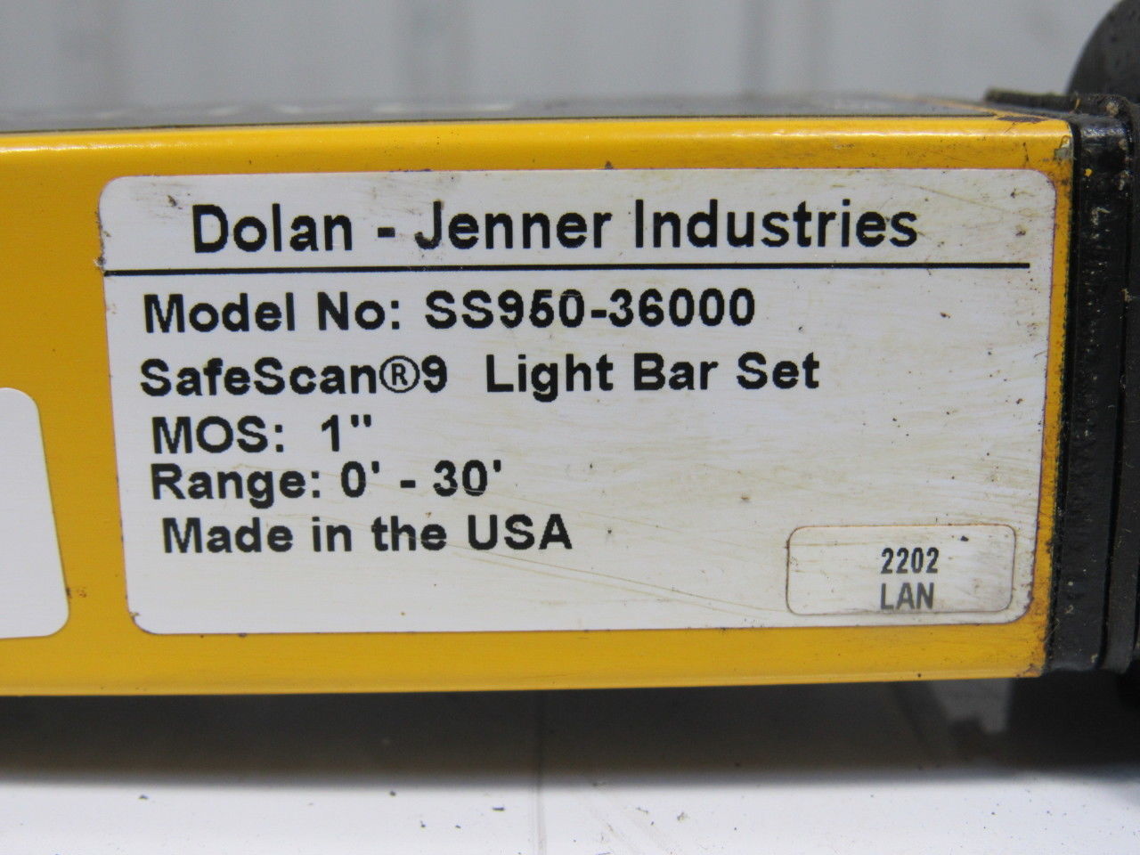 Dolan Jenner SS950-36000 Safe Scan 9 Safety Light Curtain Transmitter & Receiver