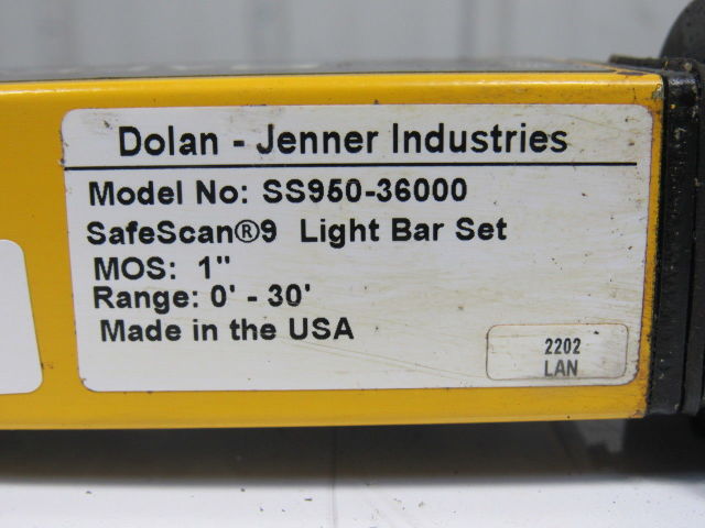 Dolan Jenner SS950-36000 Safe Scan 9 Safety Light Curtain Transmitter & Receiver