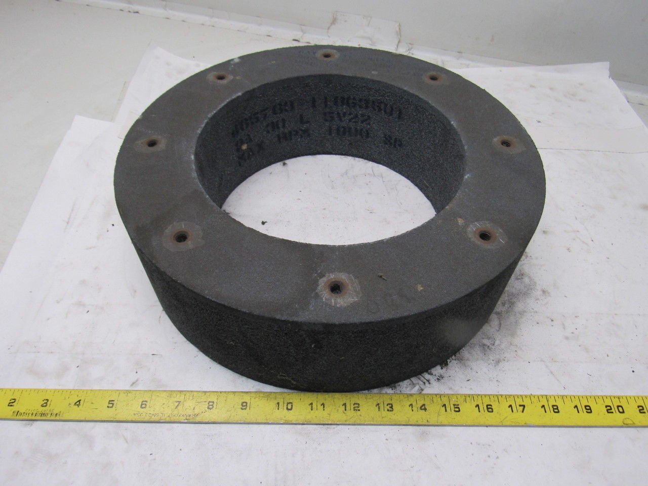 14x4x9" Centerless Grinding Wheel 30 Grit Threaded Back