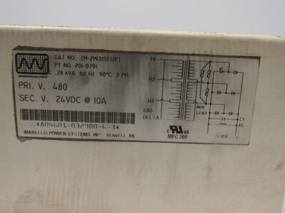 Marelco 201-0791 M-21931SE12P 0.28KVA Transformer 480V Pri 24VDC Sec