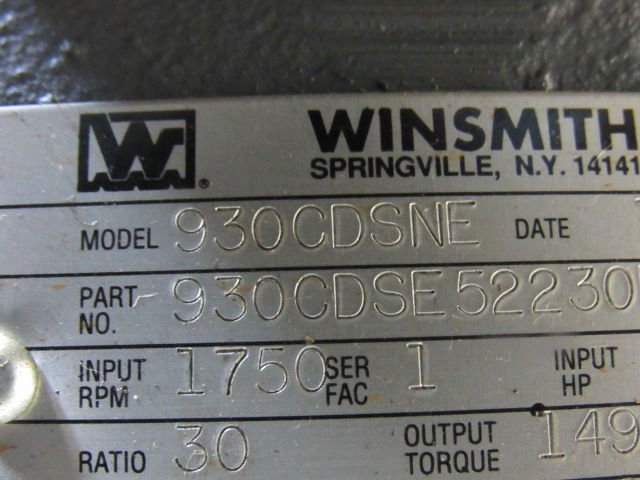 Winsmith 930DCSE52230EK 930CDSENE Gear Box Speed Reducer 30:1 Ratio Hollow Shaft