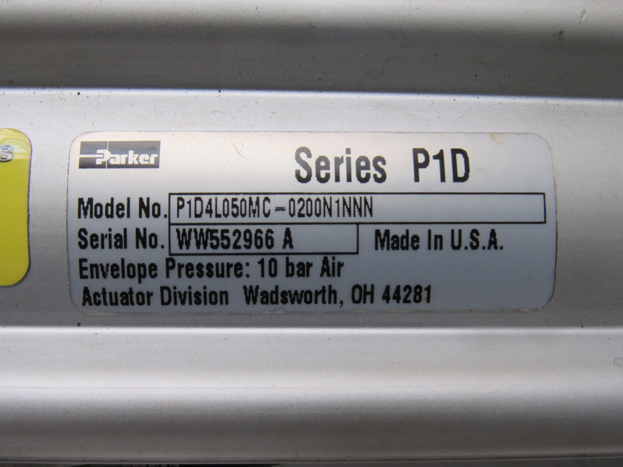 Parker P1D4L050MC-0200N1NNN 50mm Bore 20mm Stroke 10 Bar W/ Sensors