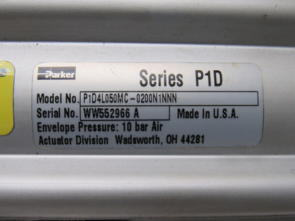 Parker P1D4L050MC-0200N1NNN 50mm Bore 20mm Stroke 10 Bar W/ Sensors