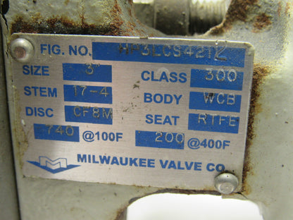 Milwaukee HP3LCS4211 3" Lug Type Butterfly Valve 740PSI Bad Seat