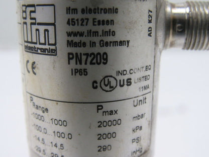 IFM Efector PN7209 Electronic Pressure Monitor 1/4" NPT 0-1450 psi