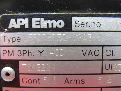 API Elmo/Atlas Copco EP115131-62A3BB AC Servo Motor W/Brake
