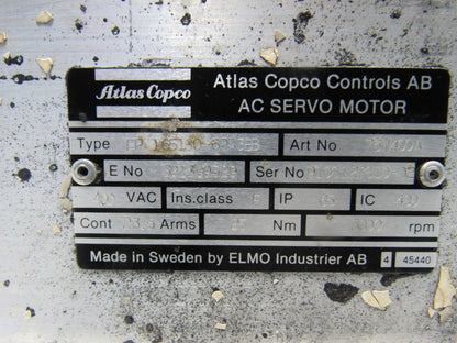 Atlas Copco Controls AB EP165180-62A3BB AC Servo Motor W/Brake 3000RPM